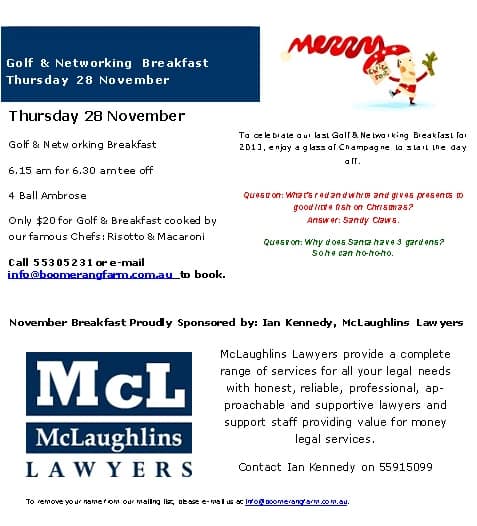 Boomerang Golf and Networking Breakfast