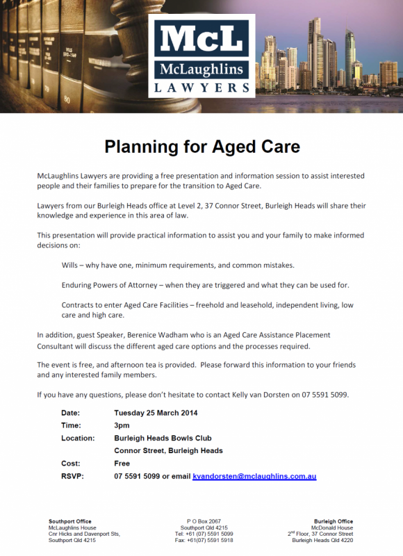 Planing for Aged Care